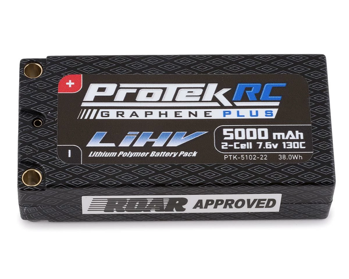 ProTek RC 2S 130C Low IR Si-Graphene + HV Shorty LiPo Battery (7.6V/5000mAh) w/5mm Connectors (ROAR Approved) 3 ProTek RC 2S 130C Low IR Si-Graphene + HV Shorty LiPo Battery (7.6V/5000mAh) w/5mm Connectors (ROAR Approved)